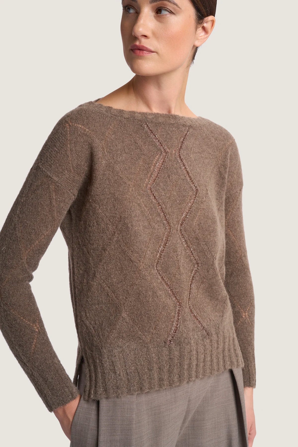Girocollo in alpaca con rombi Visone