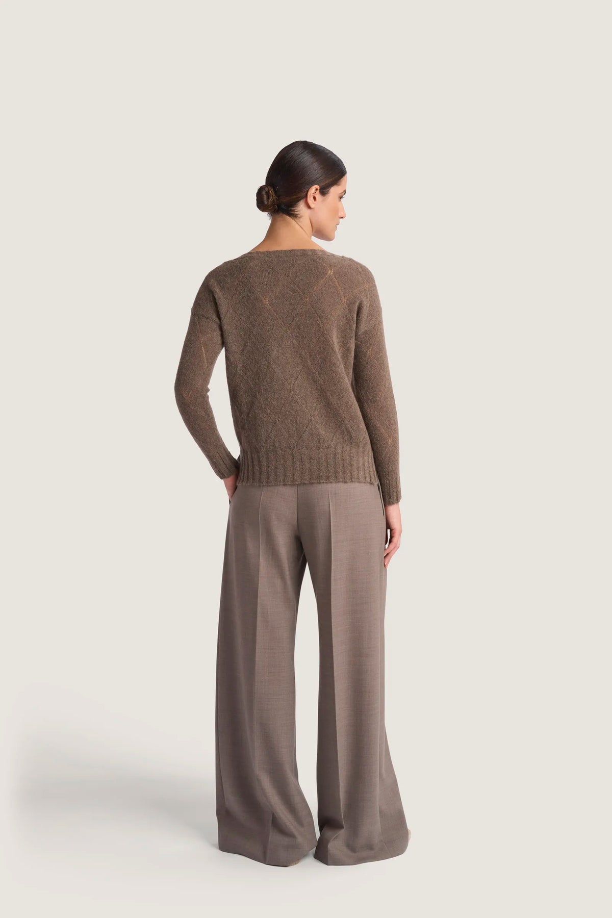 Girocollo in alpaca con rombi Visone