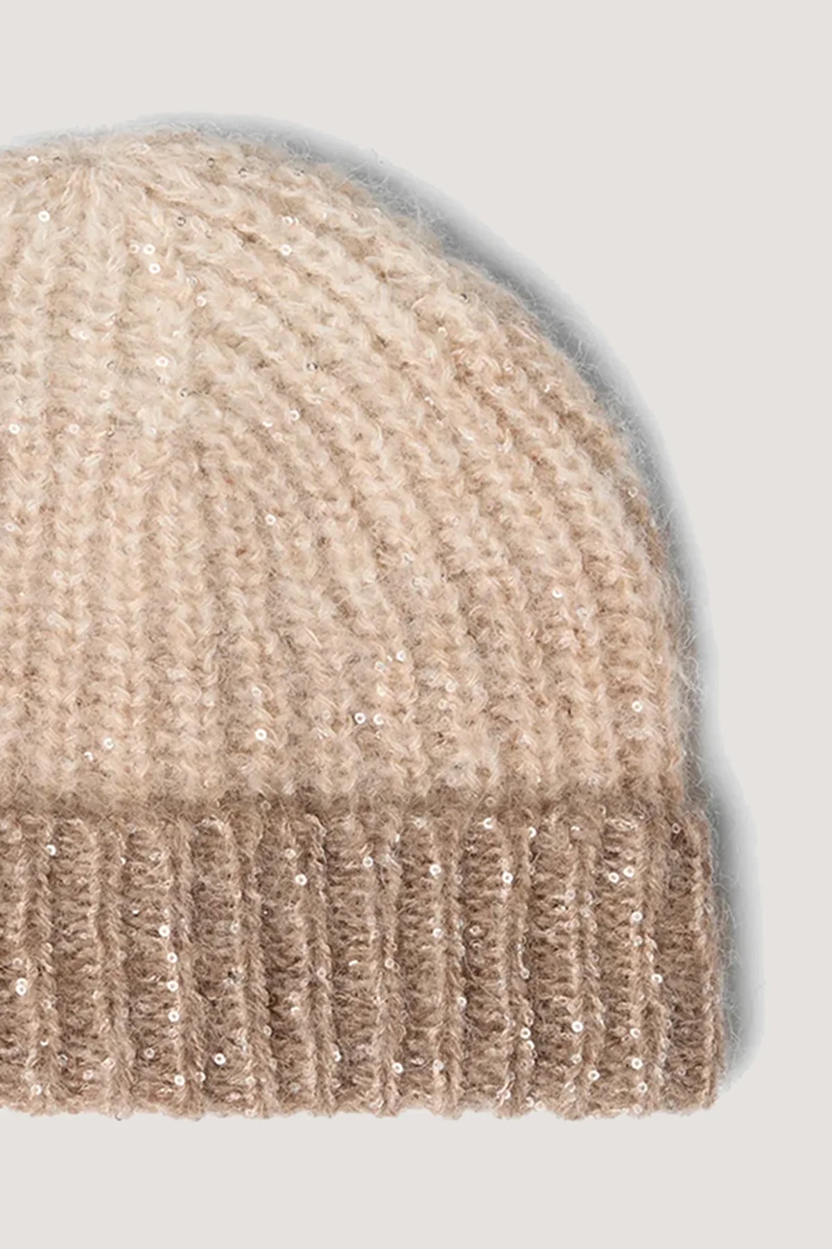 Berretta degradè in alpaca e paillettes Miele