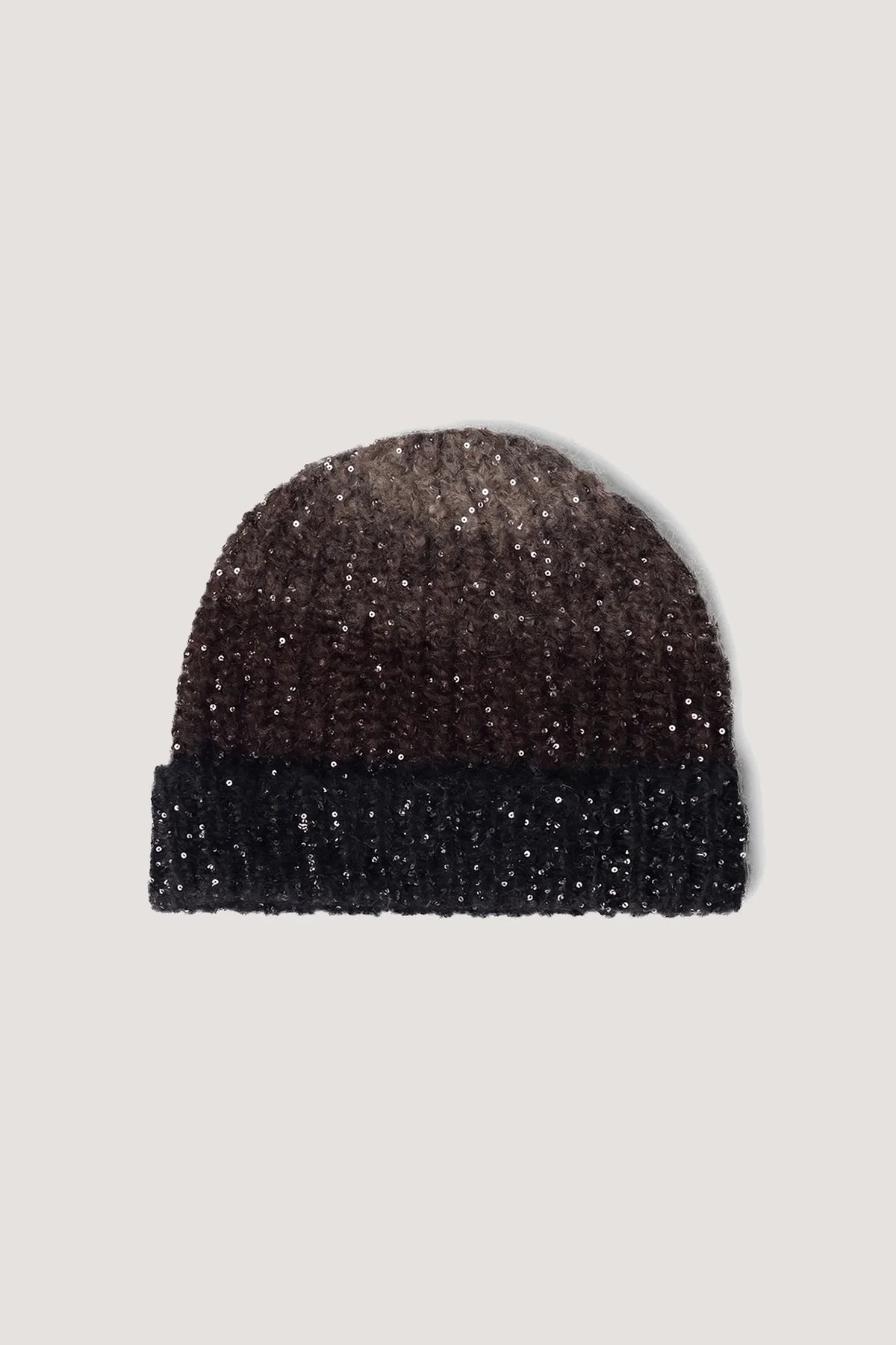 Berretta degradè in alpaca e paillettes Caffè