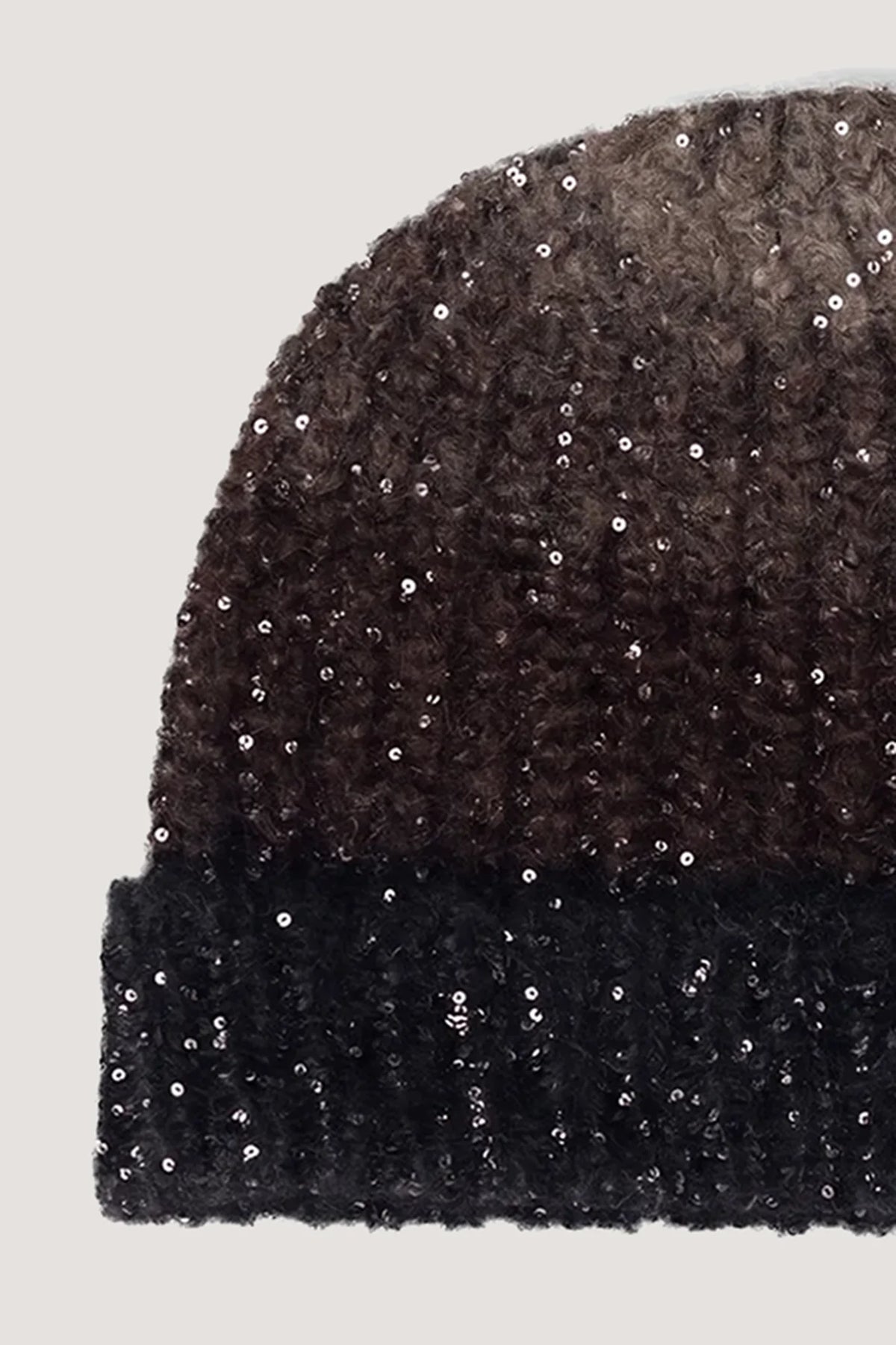 Berretta degradè in alpaca e paillettes Caffè