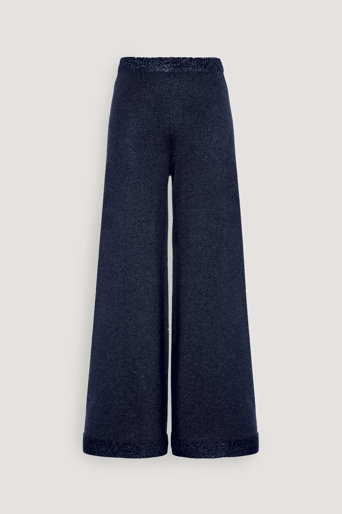 Pantalone largo con lavorazione vanisè di lurex opaco Blu