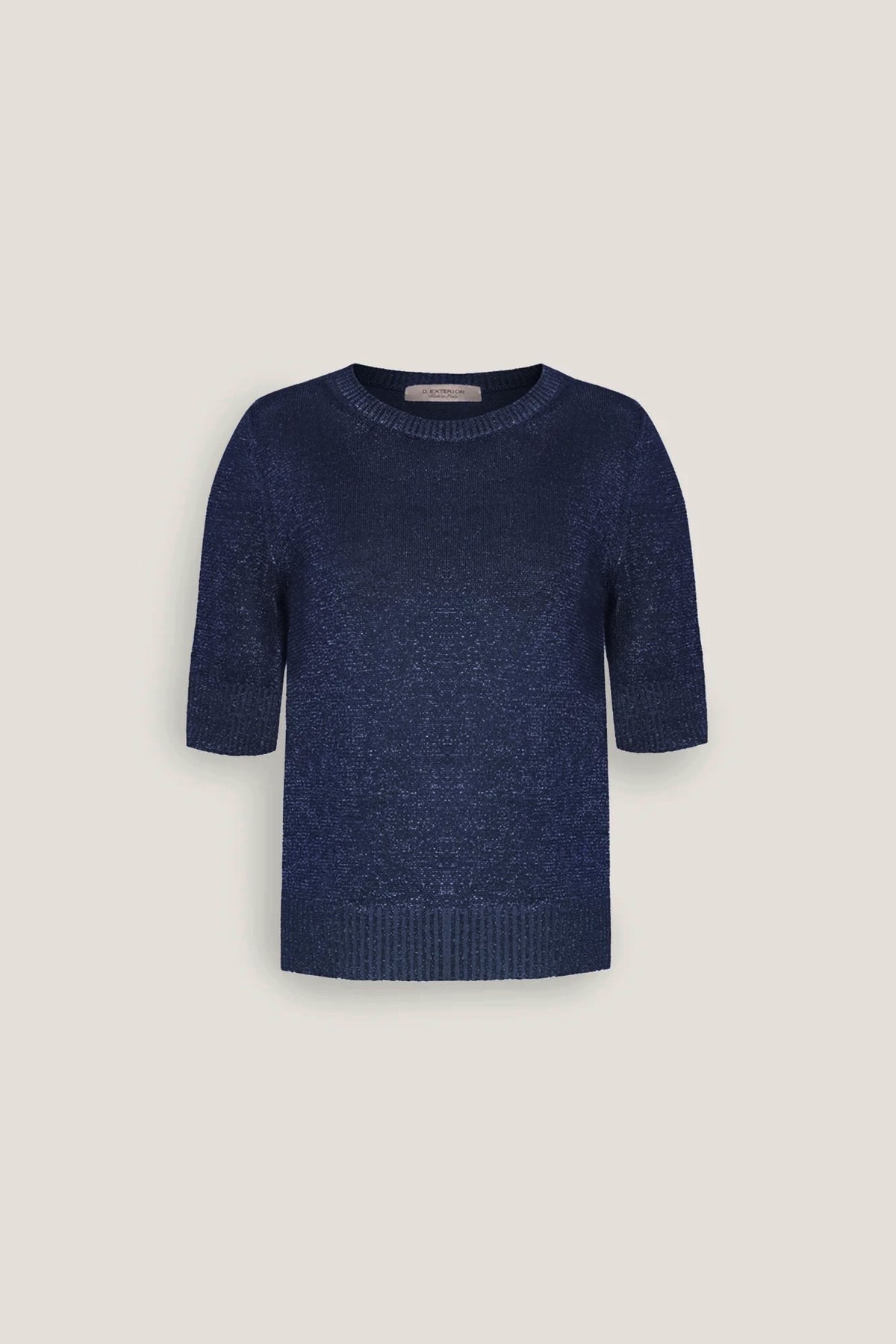 Girocollo con lavorazione vanisè di lurex Blu