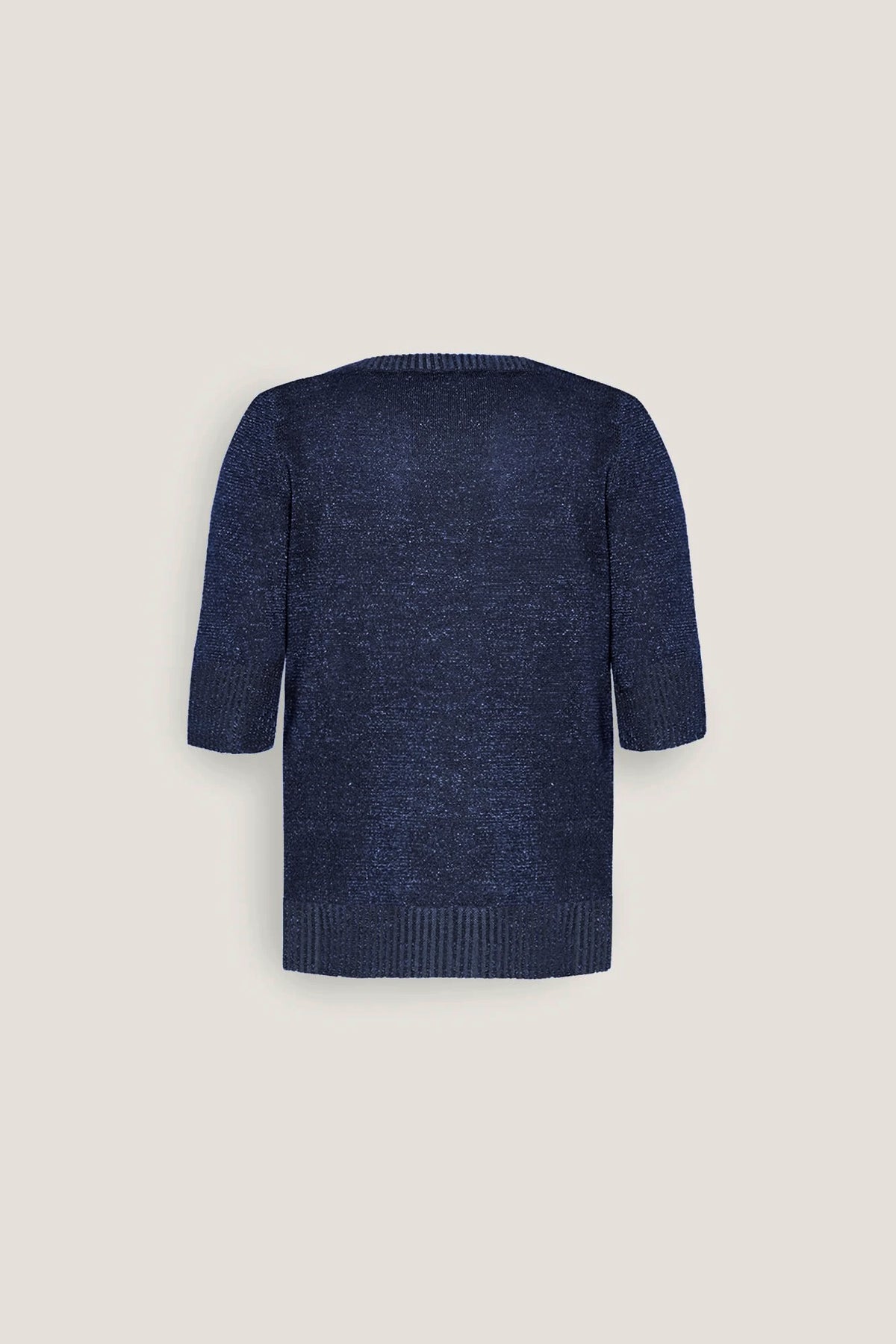 Girocollo con lavorazione vanisè di lurex Blu