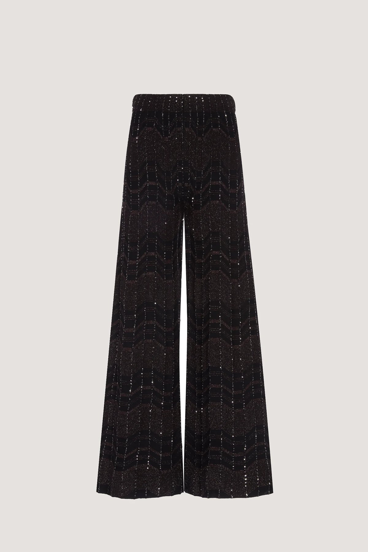 Pantalone con lavorazione geometrica e paillettes Nero