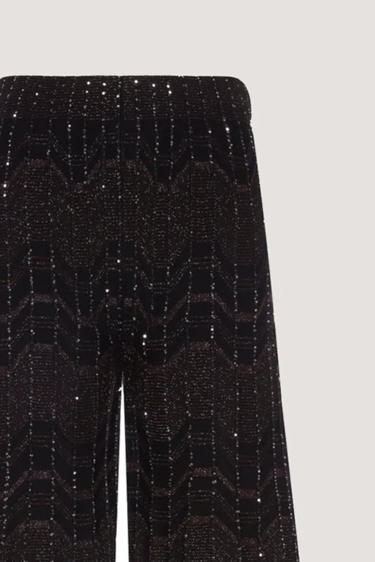 Pantalone con lavorazione geometrica e paillettes Nero