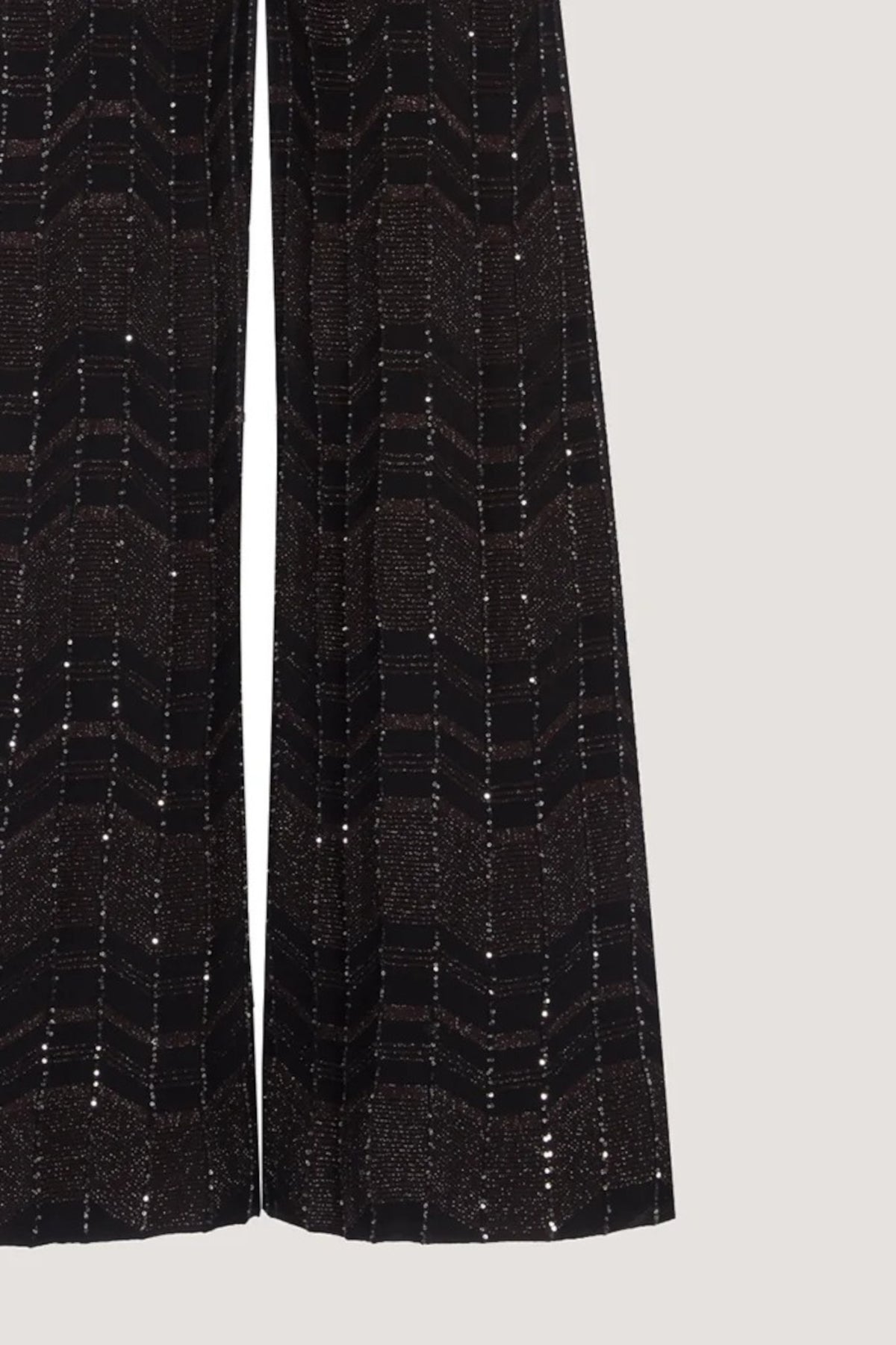 Pantalone con lavorazione geometrica e paillettes Nero
