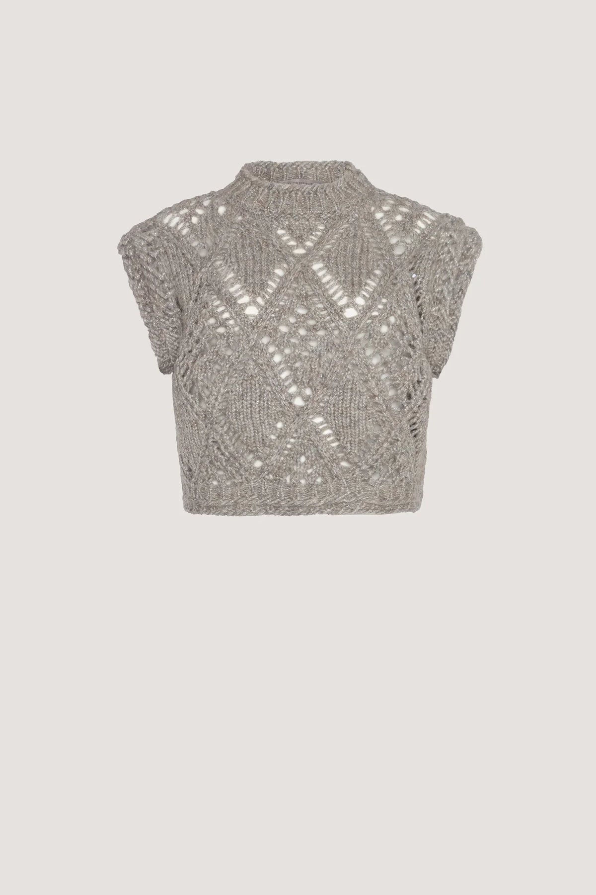 Gilet in alpaca e lurex con rombi traforati Resina