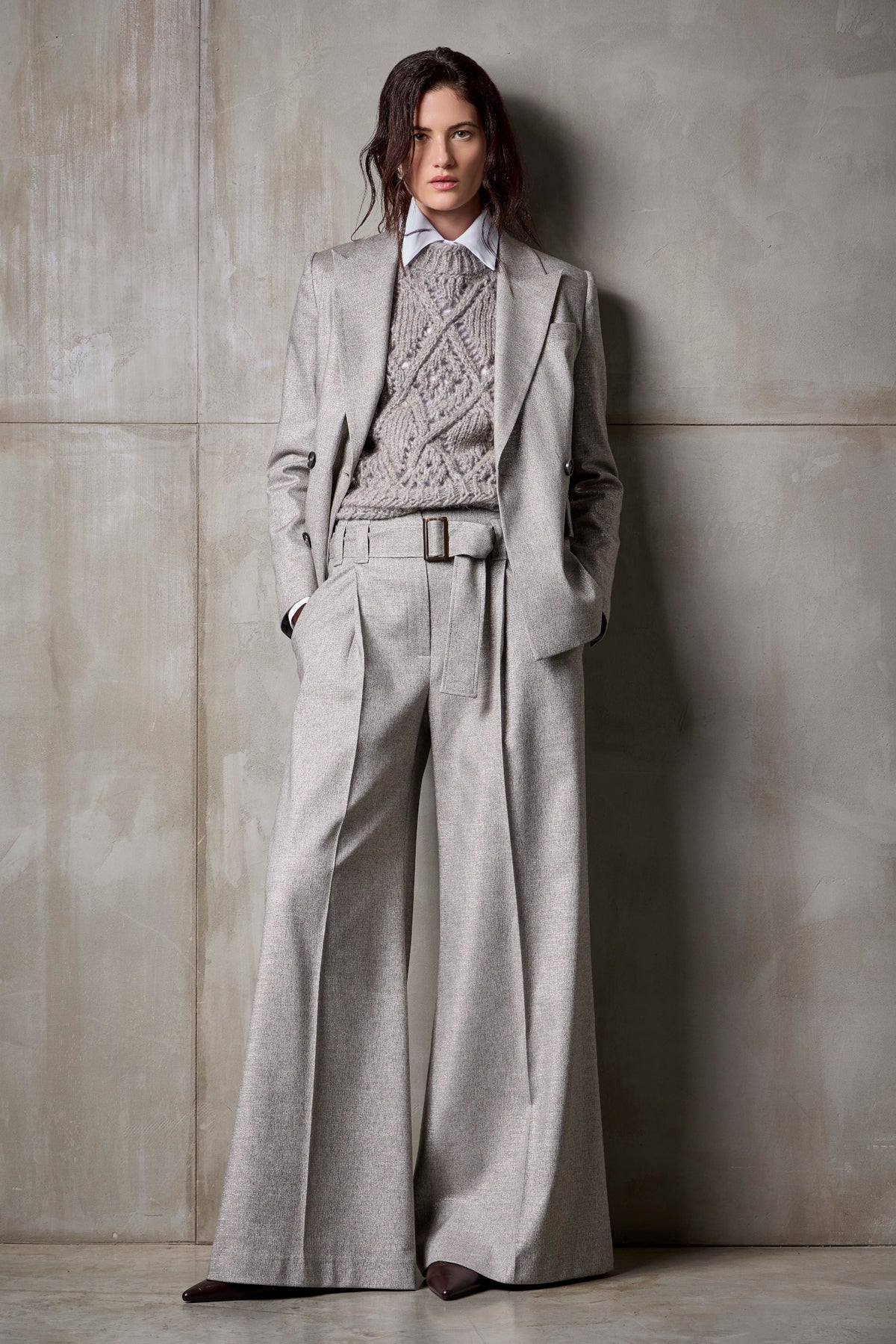 Gilet in alpaca e lurex con rombi traforati Resina