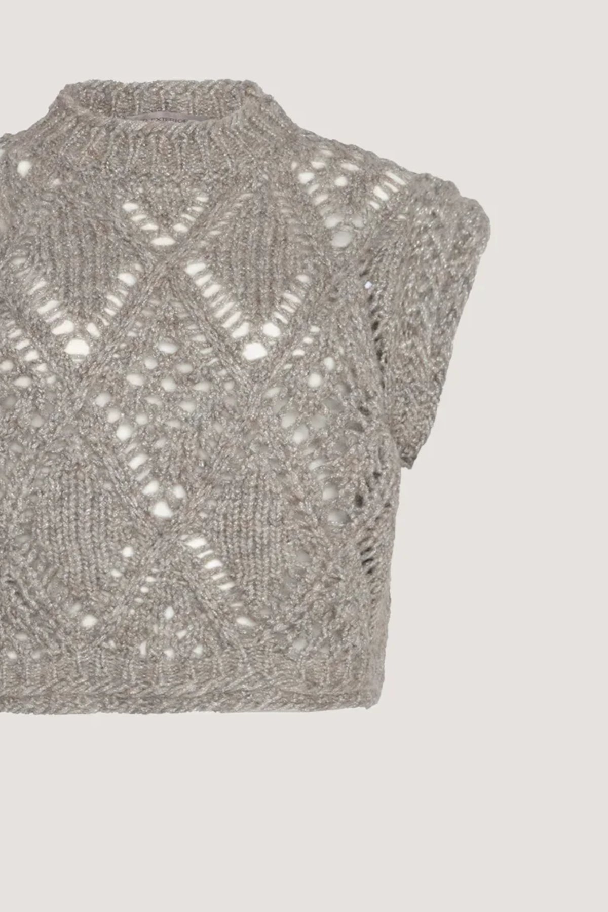 Gilet in alpaca e lurex con rombi traforati Resina