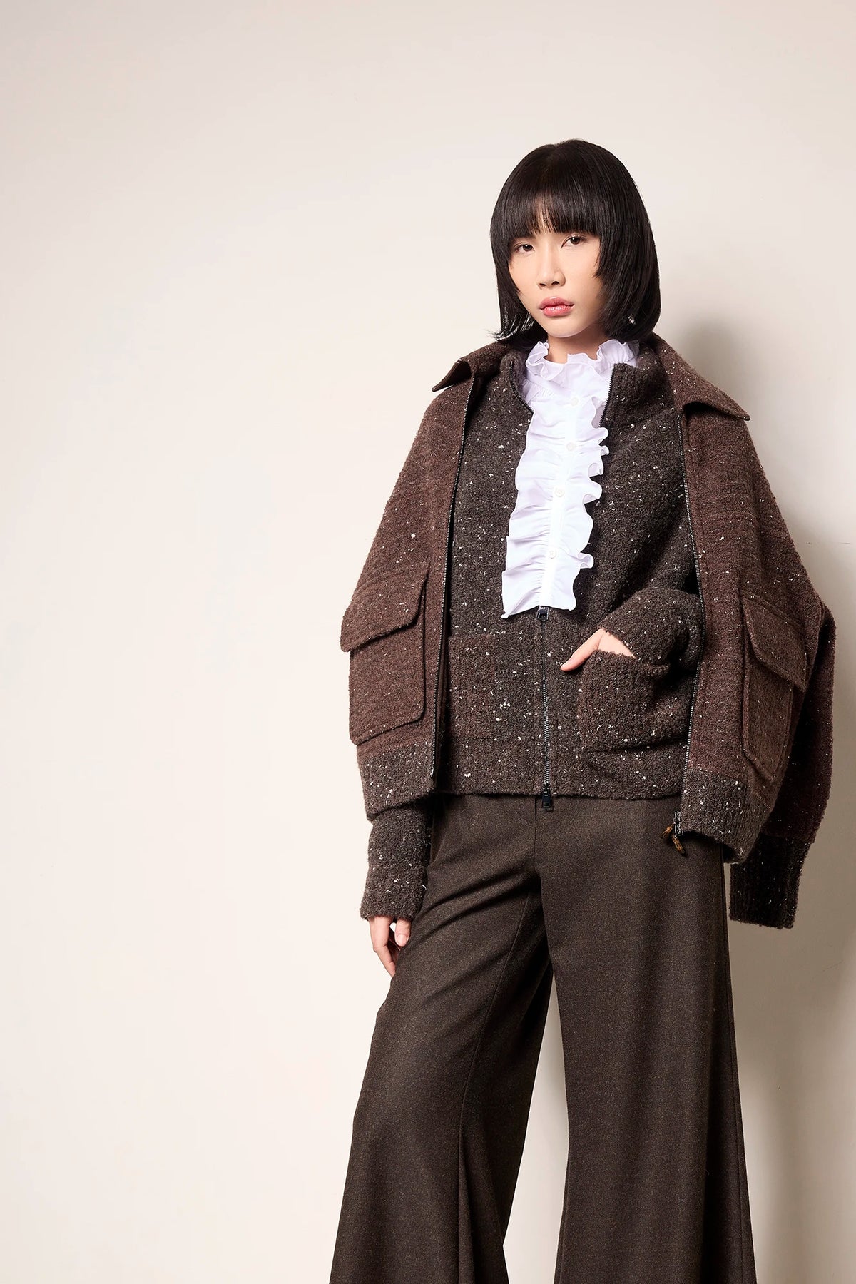 Bomber in tweed Ciccolato