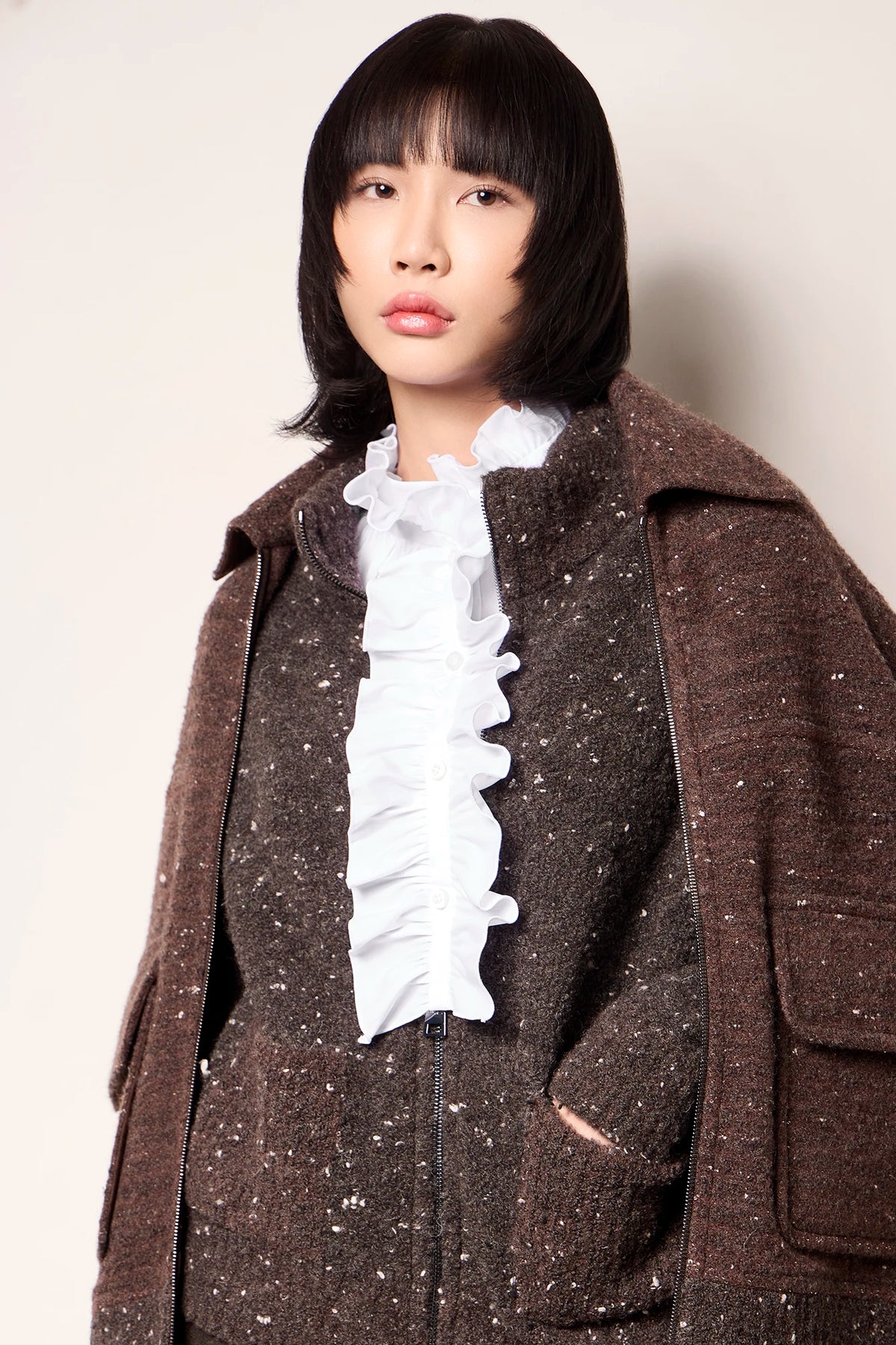 Bomber in tweed Ciccolato