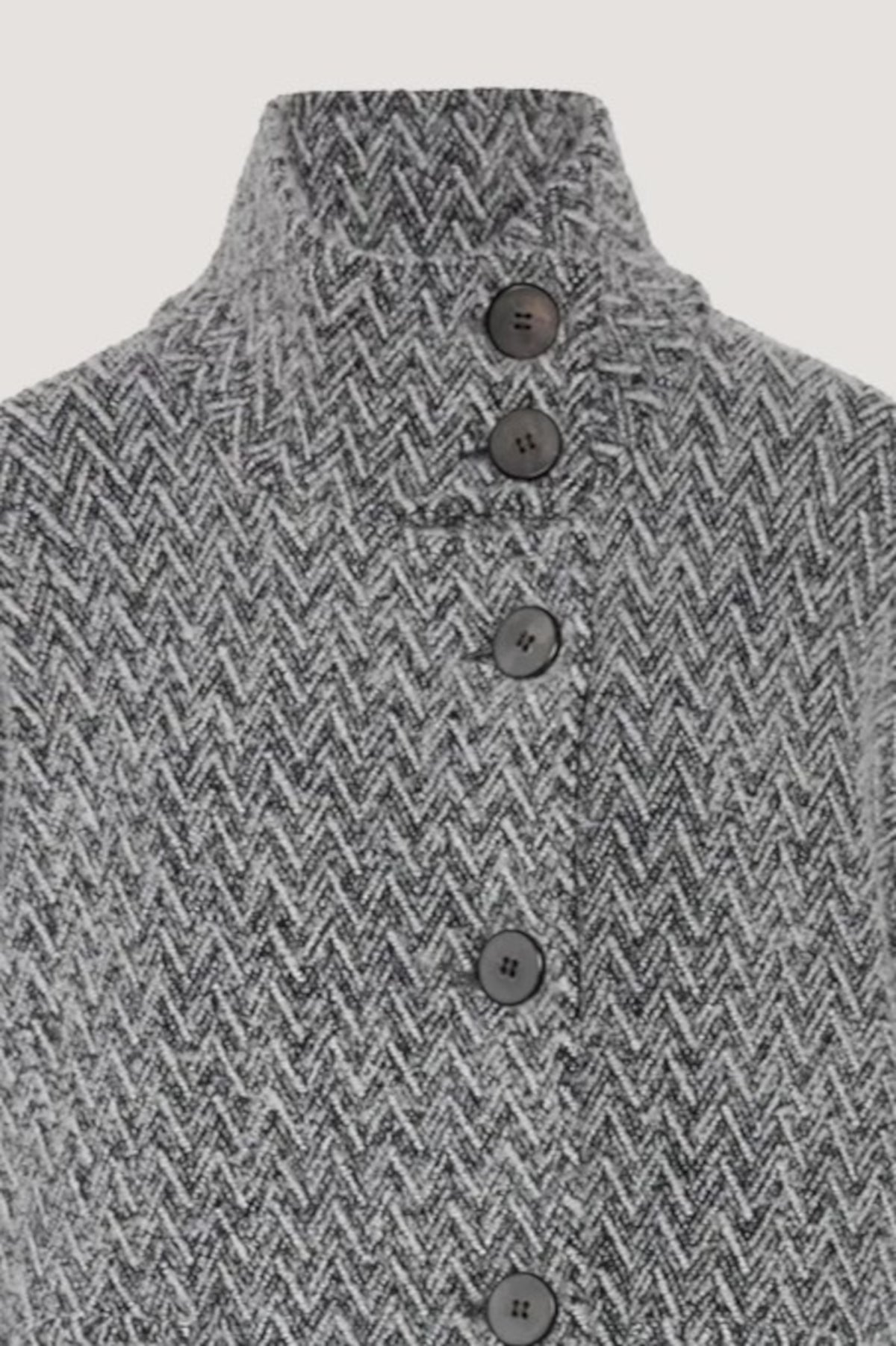 Cappotto Chevron lungo in bouclè Nero
