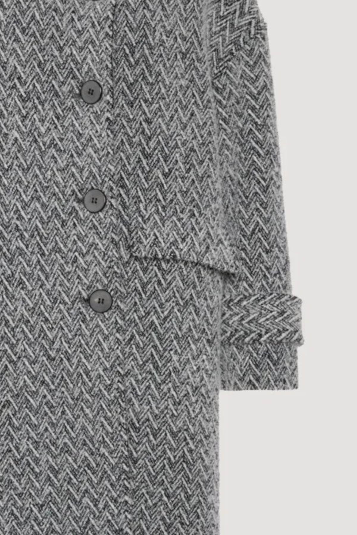 Cappotto Chevron lungo in bouclè Nero