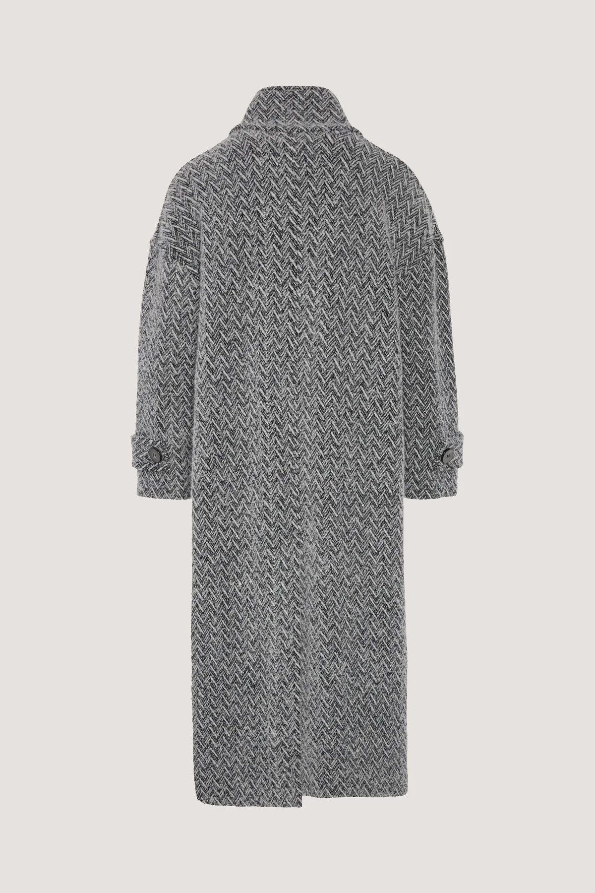 Cappotto Chevron lungo in bouclè Nero