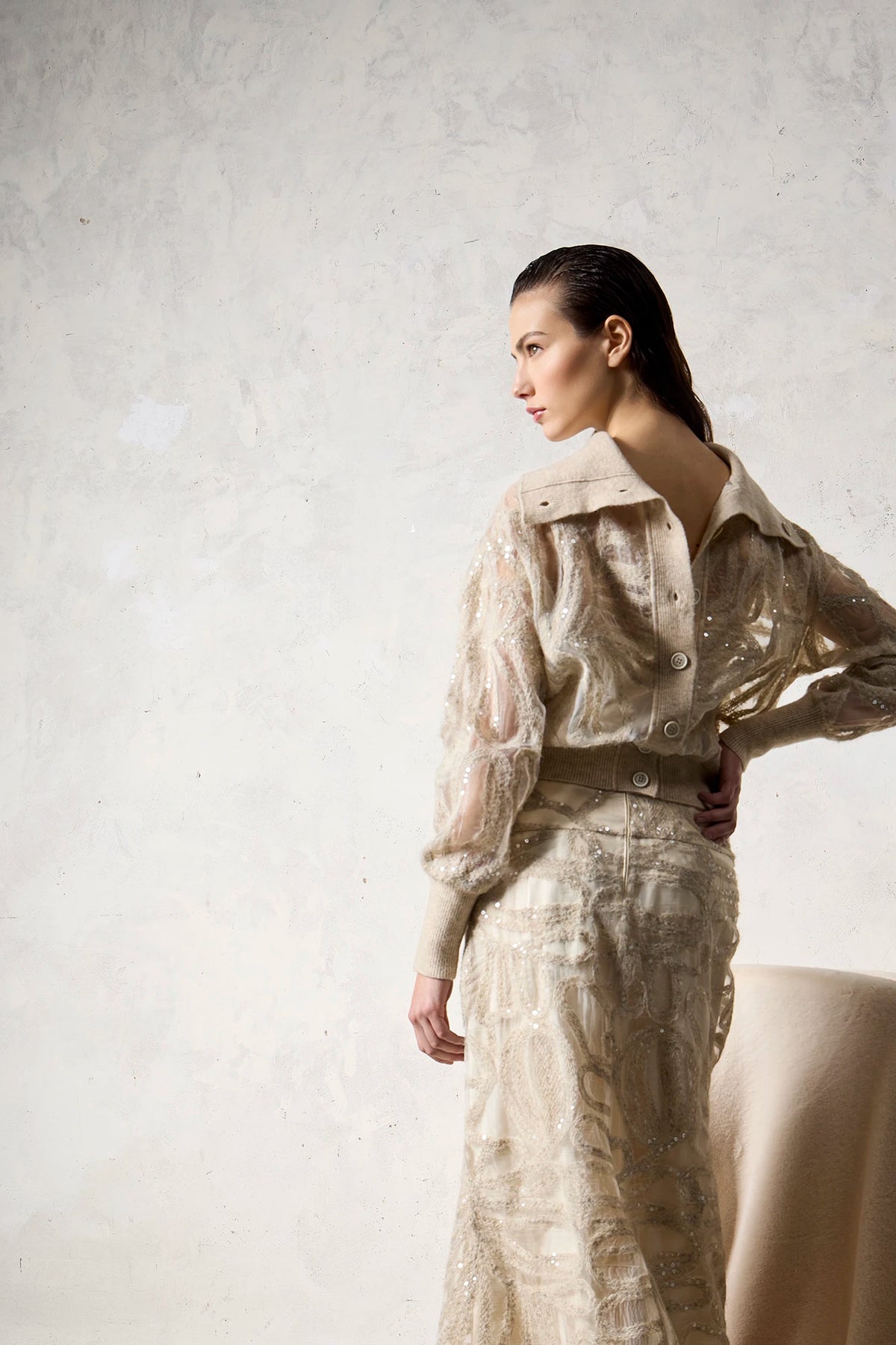 Giacca Bomber in Crystal-Organza Vaniglia