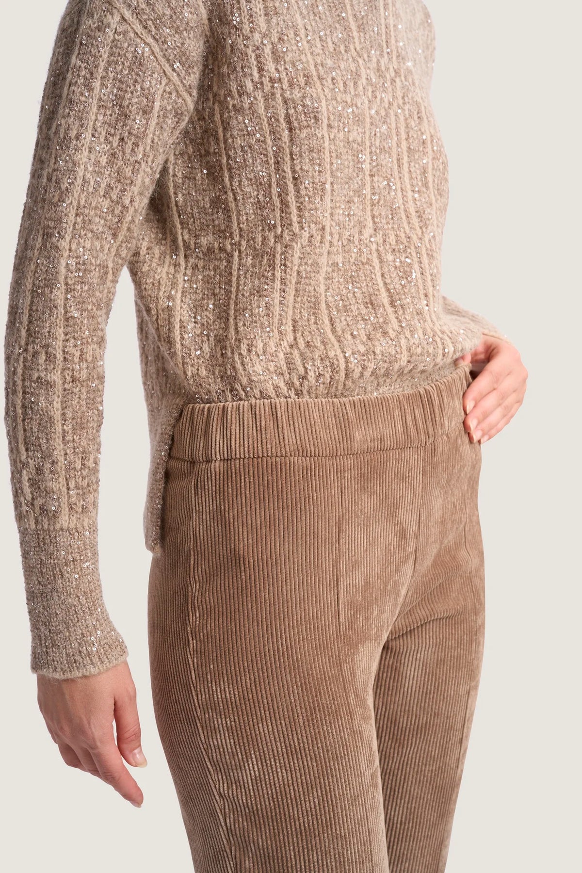 Pantalone basico pulito in velluto a coste Castoro