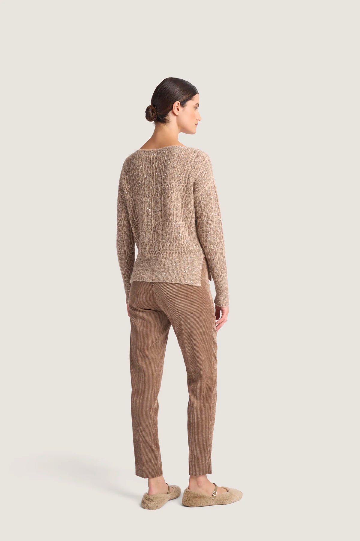Pantalone basico pulito in velluto a coste Castoro