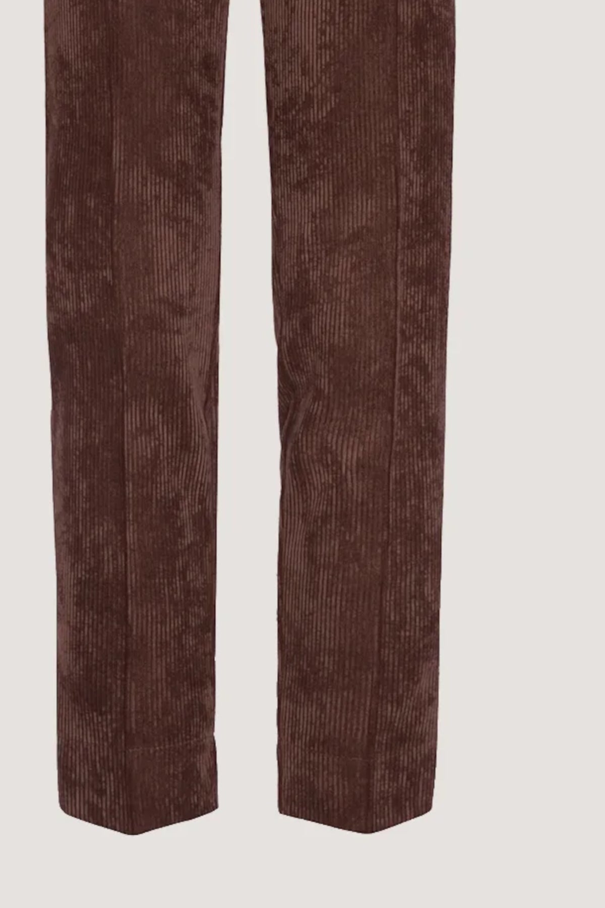 Pantalone basico pulito in velluto a coste Cioccolato