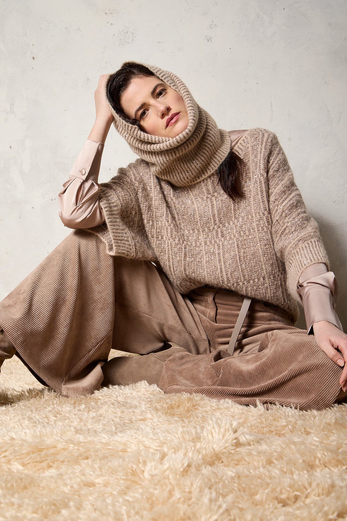 Pantalone larghissimo in velluto a coste Castoro