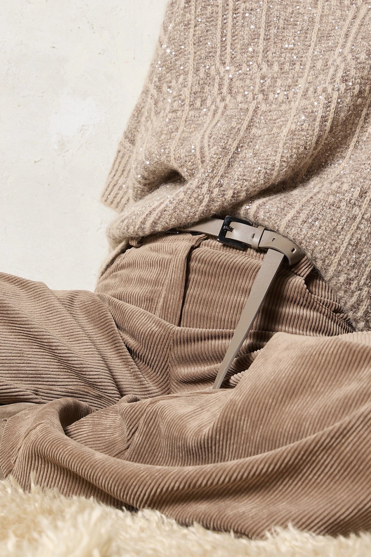 Pantalone larghissimo in velluto a coste Castoro