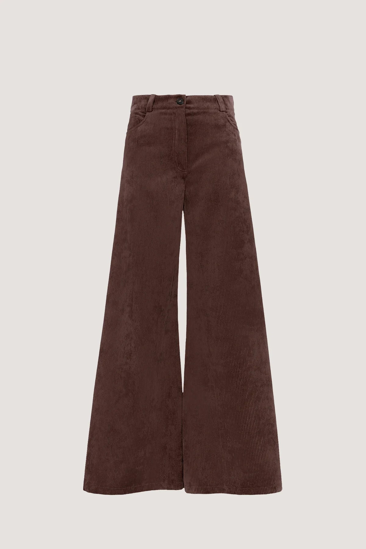 Pantalone larghissimo in velluto a coste Cioccolato