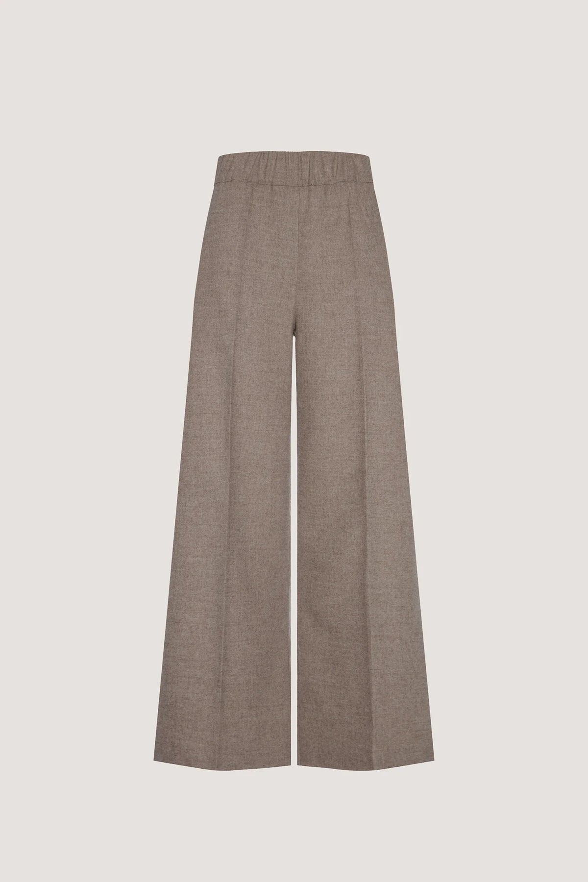 Pantalone largo in Flanella melange Visone