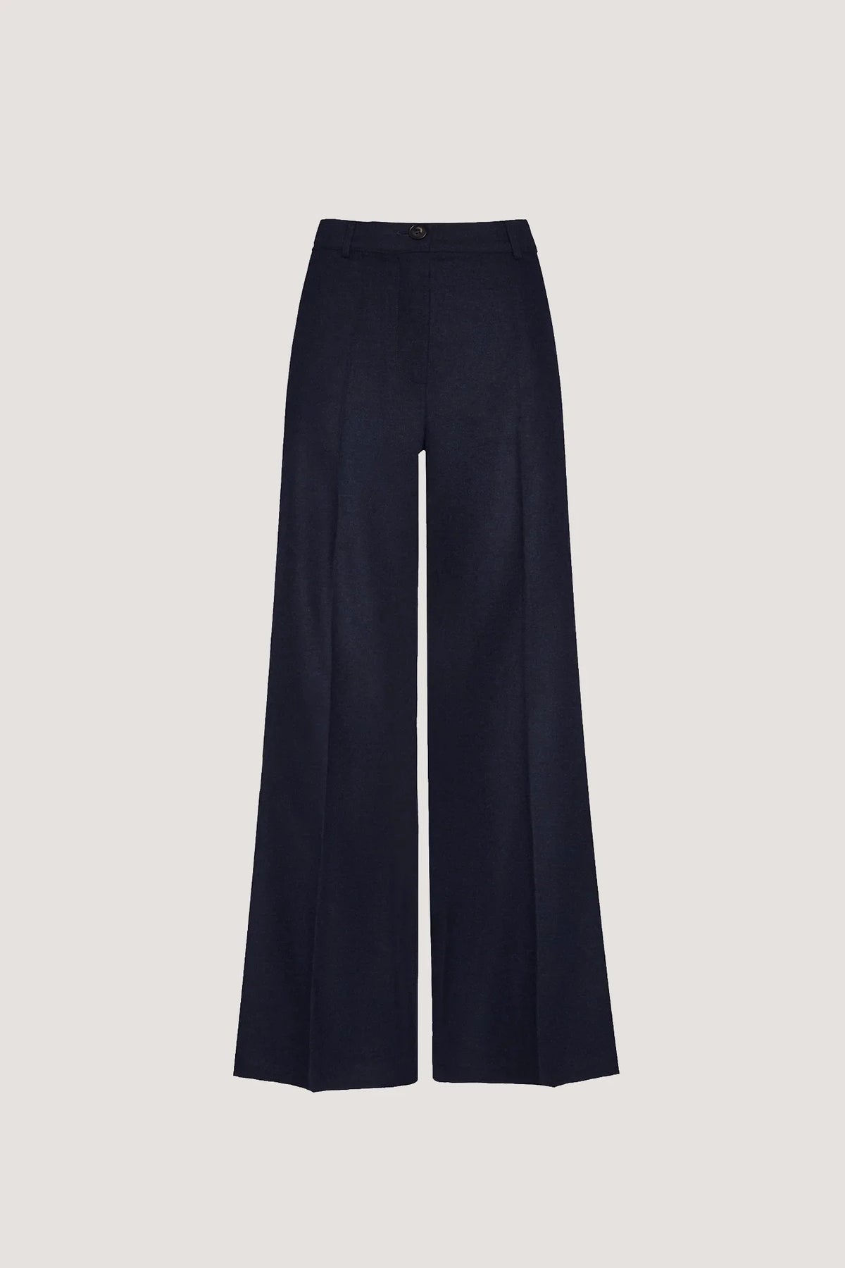Pantalone a zampa in Flanella melange Blu