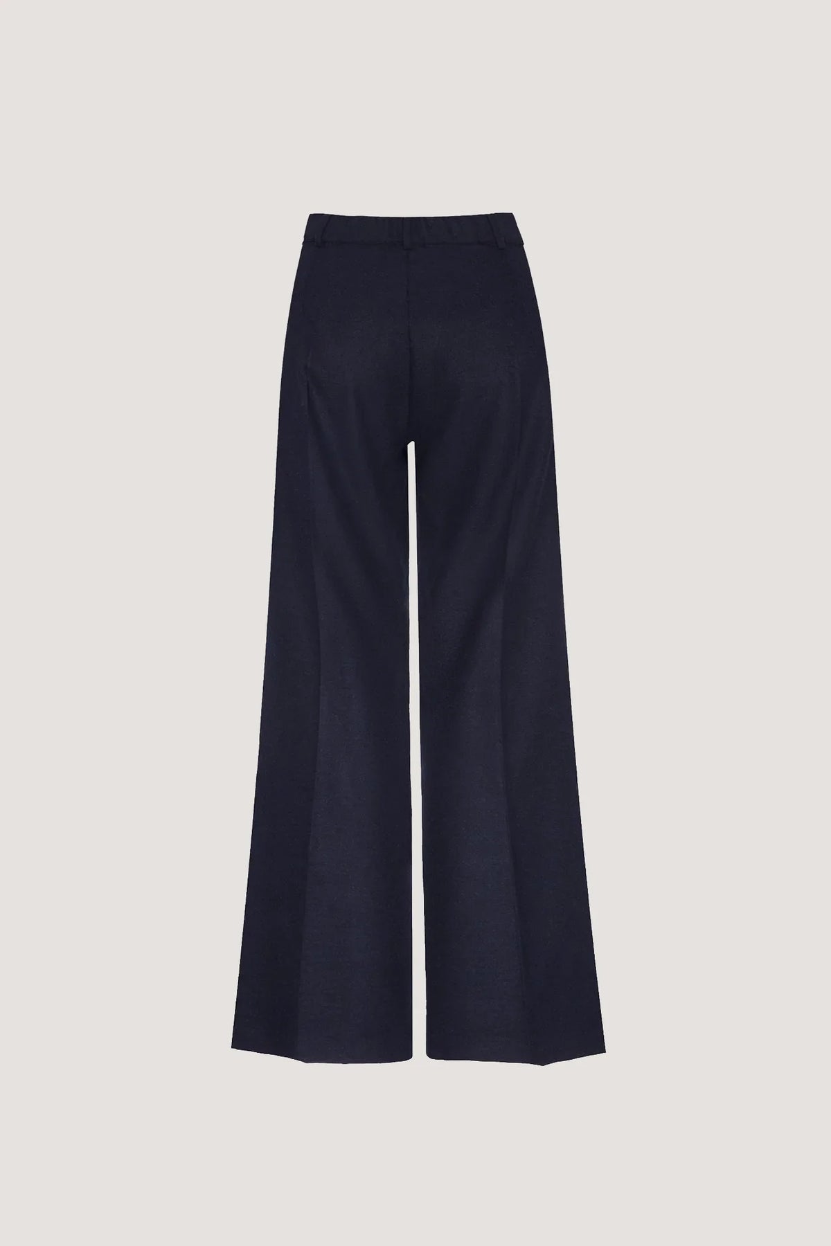 Pantalone a zampa in Flanella melange Blu