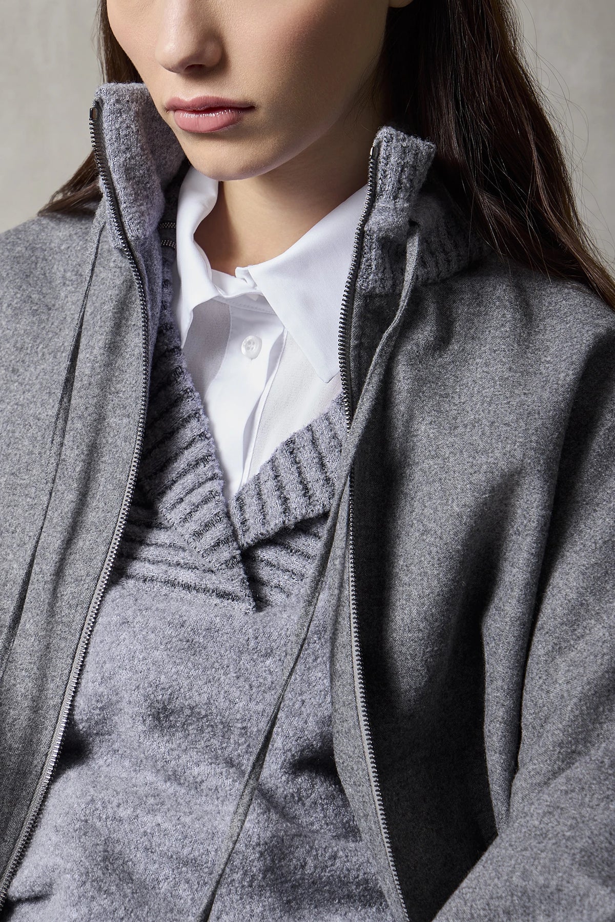 Giacca Bomber in Flanella melange Granito
