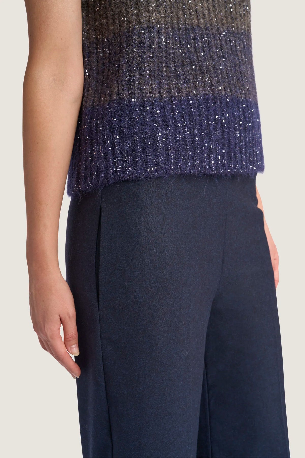 Pantalone corto in Flanella melange Blu