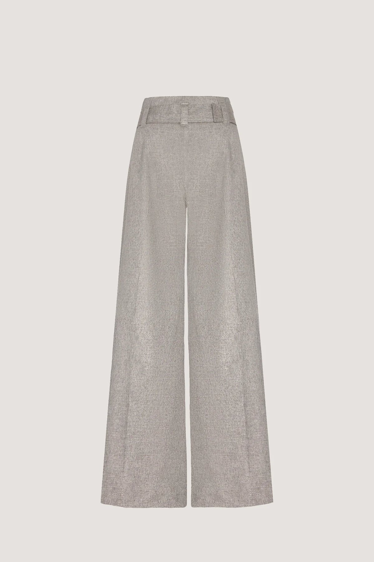 Pantalone ampio con piega e cintura in Flanella Metal Resina