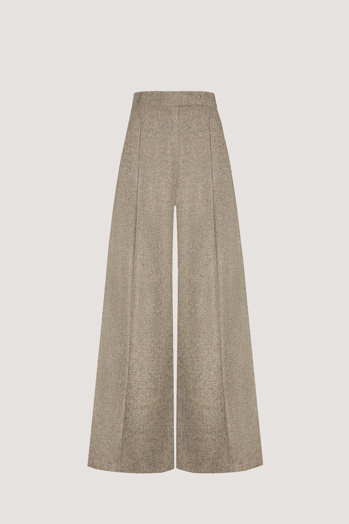Pantalone ampio con piega in Tweed di Flanella Resina