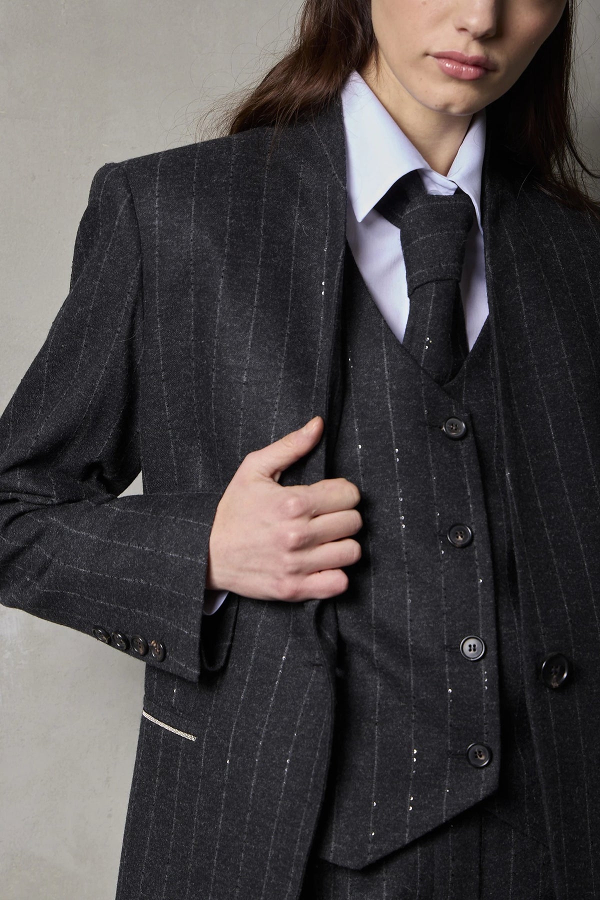 Gilet in Crystal-Gessato Antracite