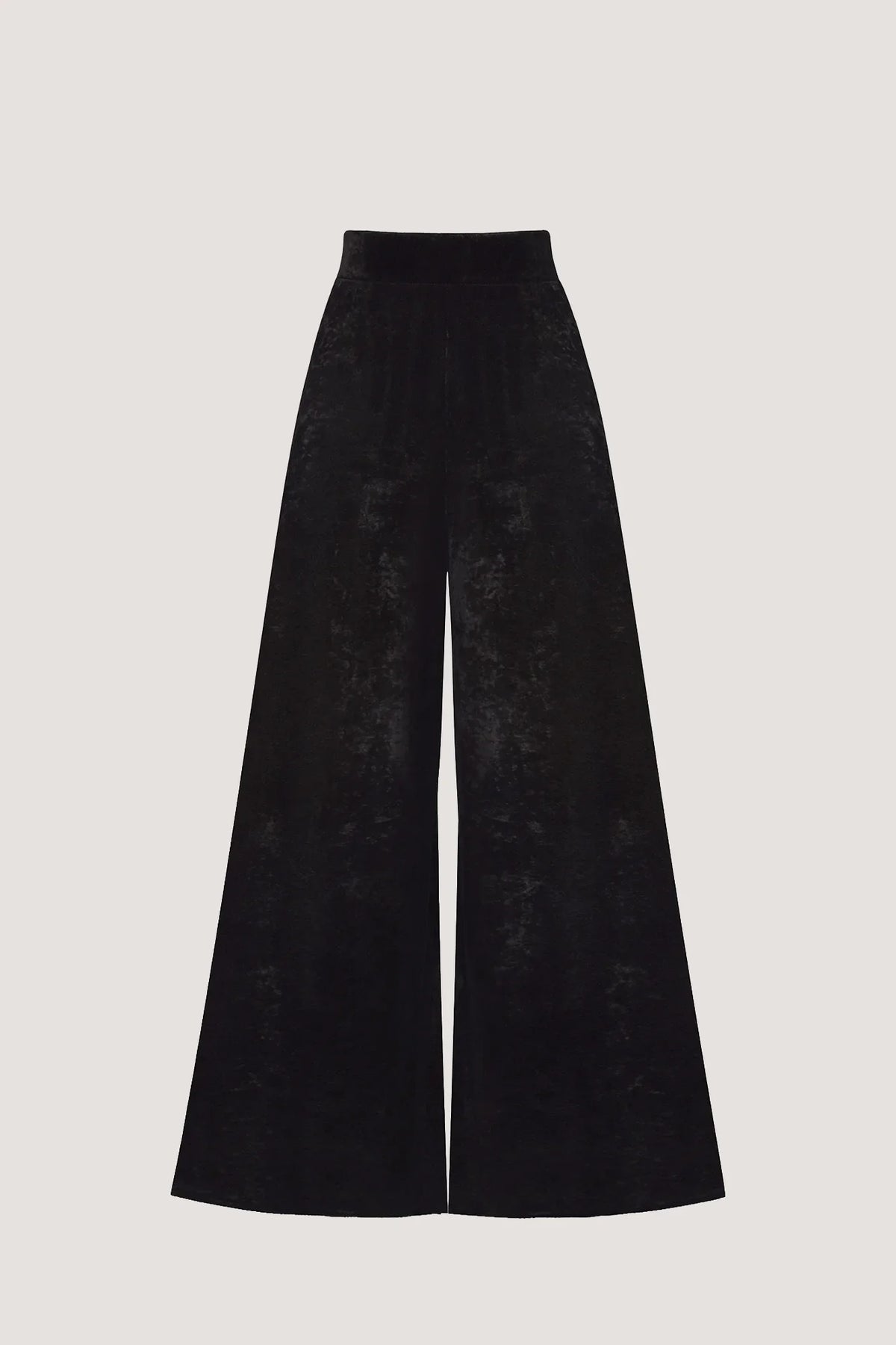 Pantalone larghissimo in Tulle leggero floccato in velluto Nero