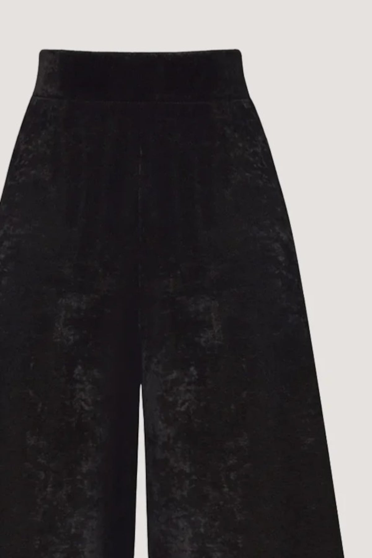 Pantalone larghissimo in Tulle leggero floccato in velluto Nero