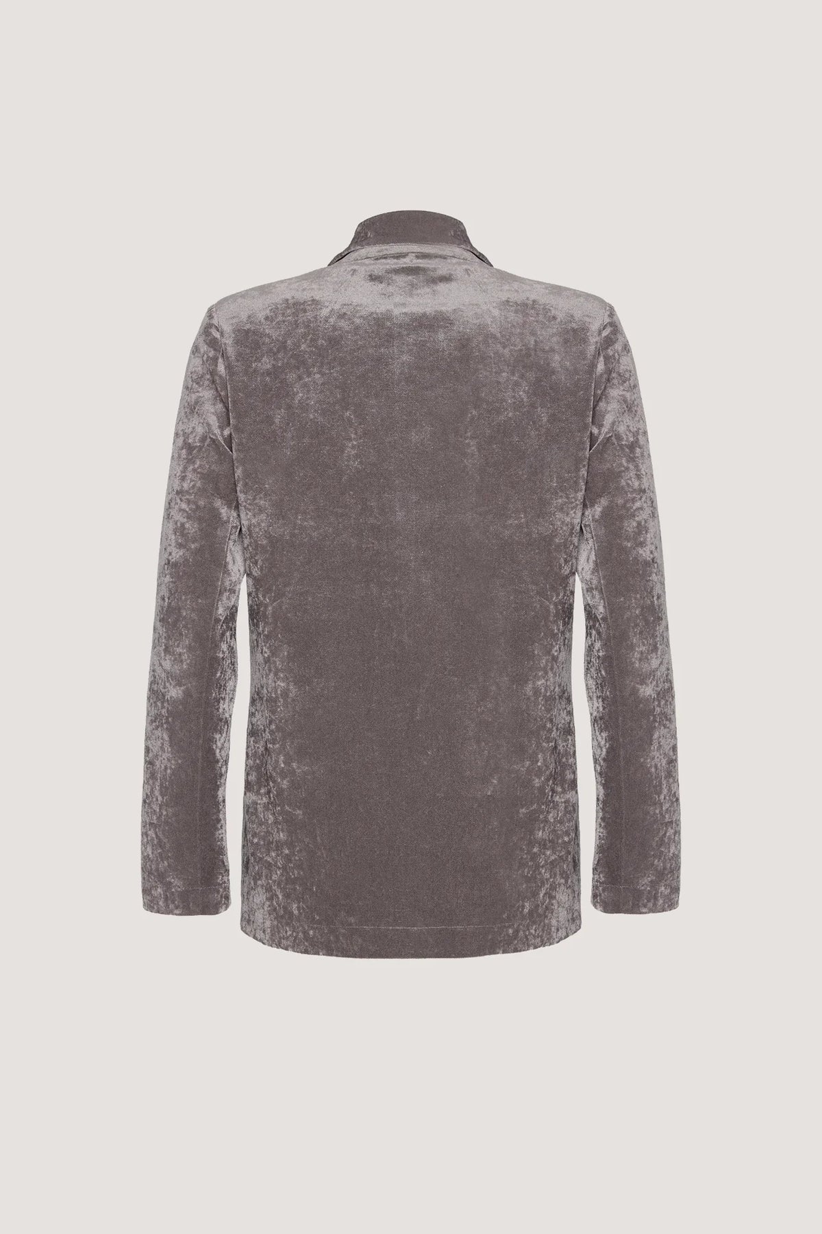 Giacca monopetto in Tulle leggero floccato in velluto Granito