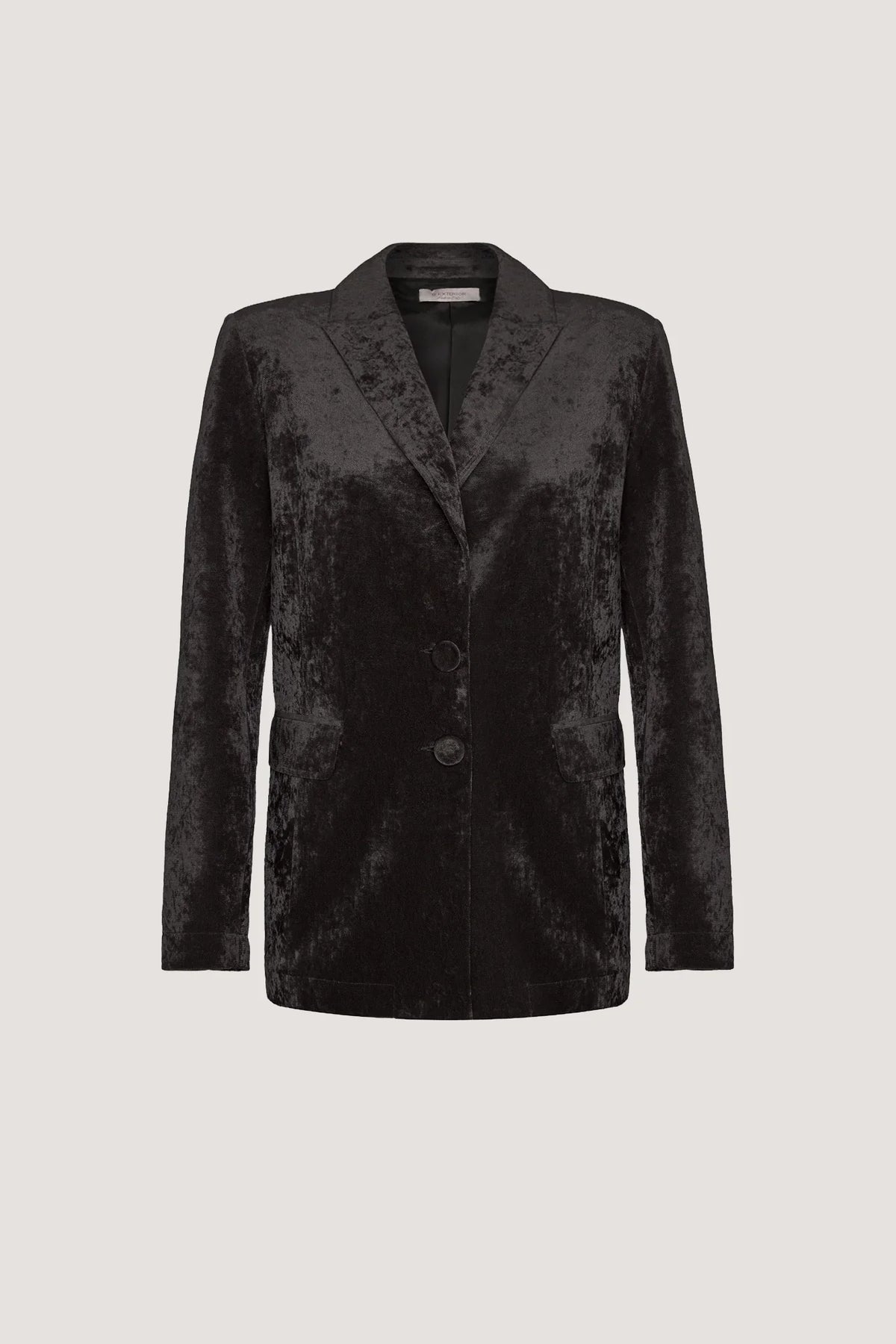 Giacca monopetto in Tulle leggero floccato in velluto Nero