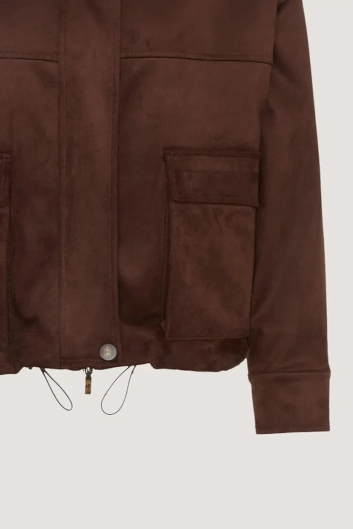 Giacca bomber in Vegan Leather con tasche Ciccolato