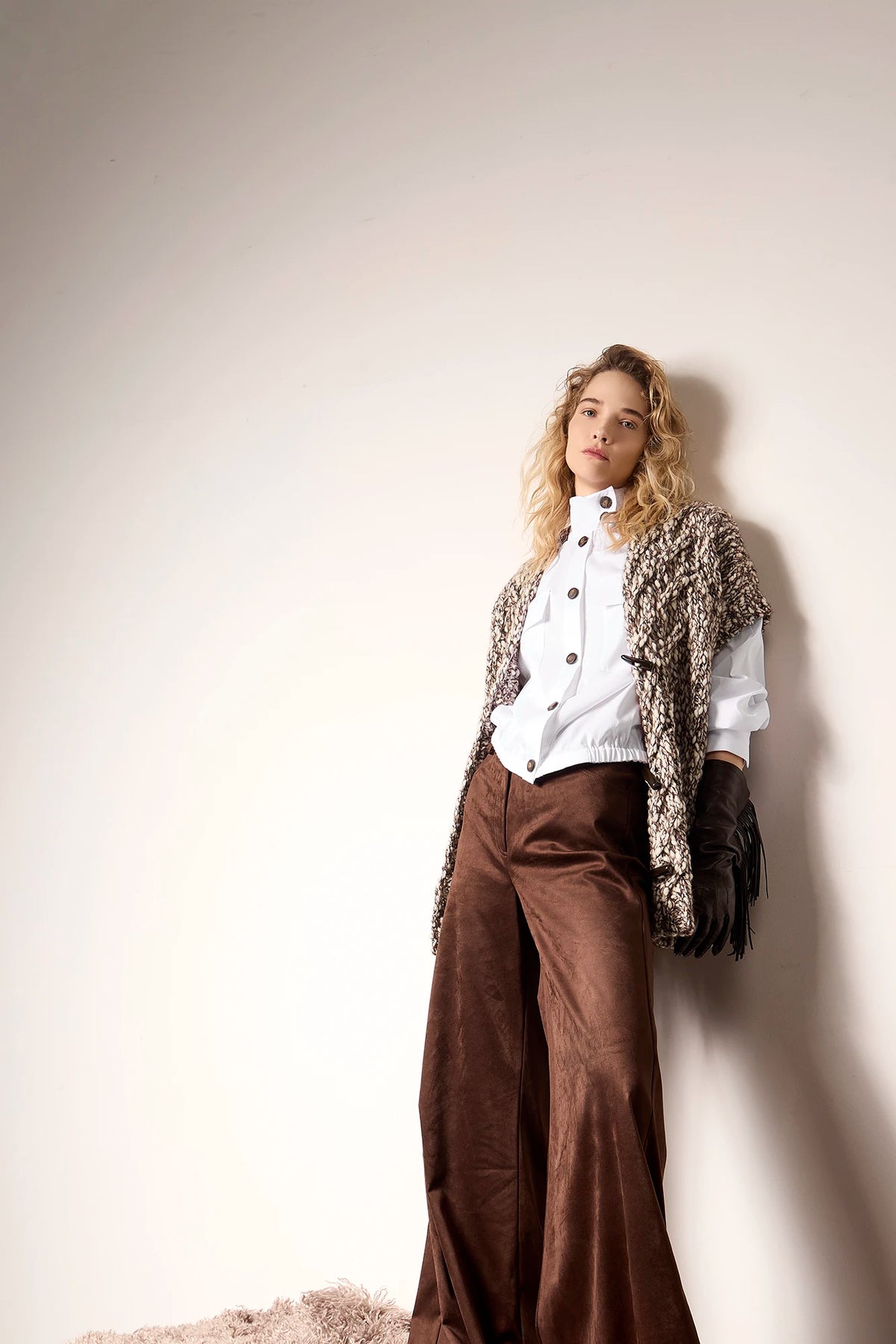 Pantalone larghissimo in Vegan Leather Ciccolato
