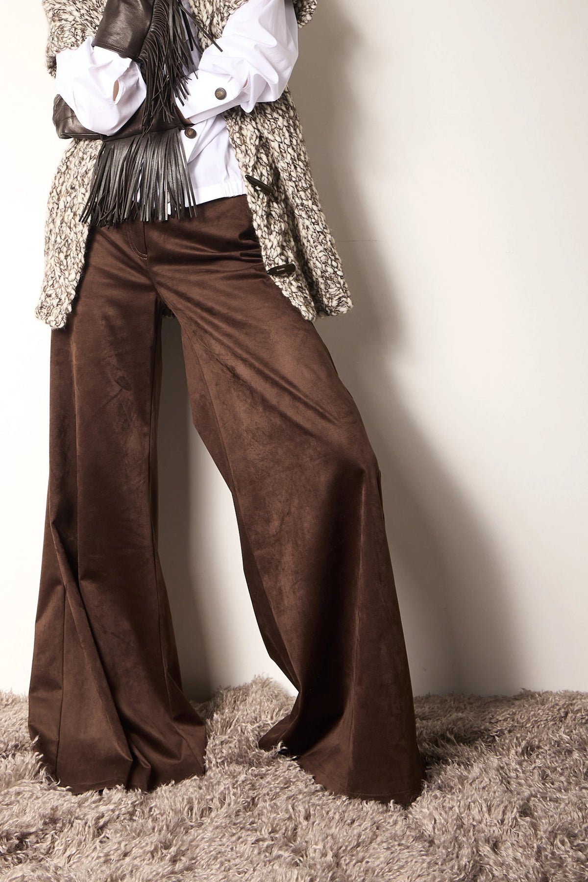 Pantalone larghissimo in Vegan Leather Ciccolato