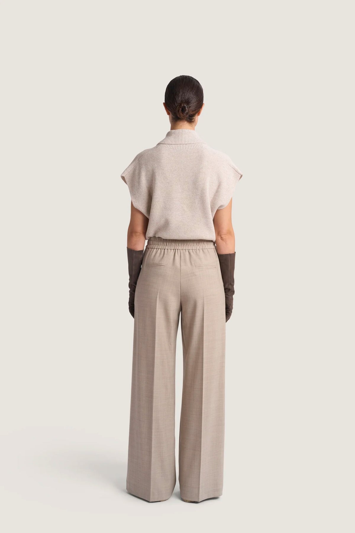 Pantalone largo in Flanella di Merinos Resina