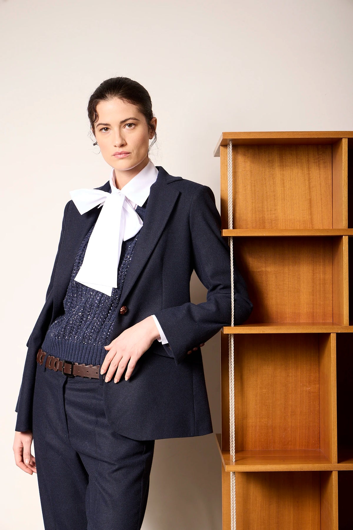 Giacca monopetto in Flanella melange Blu