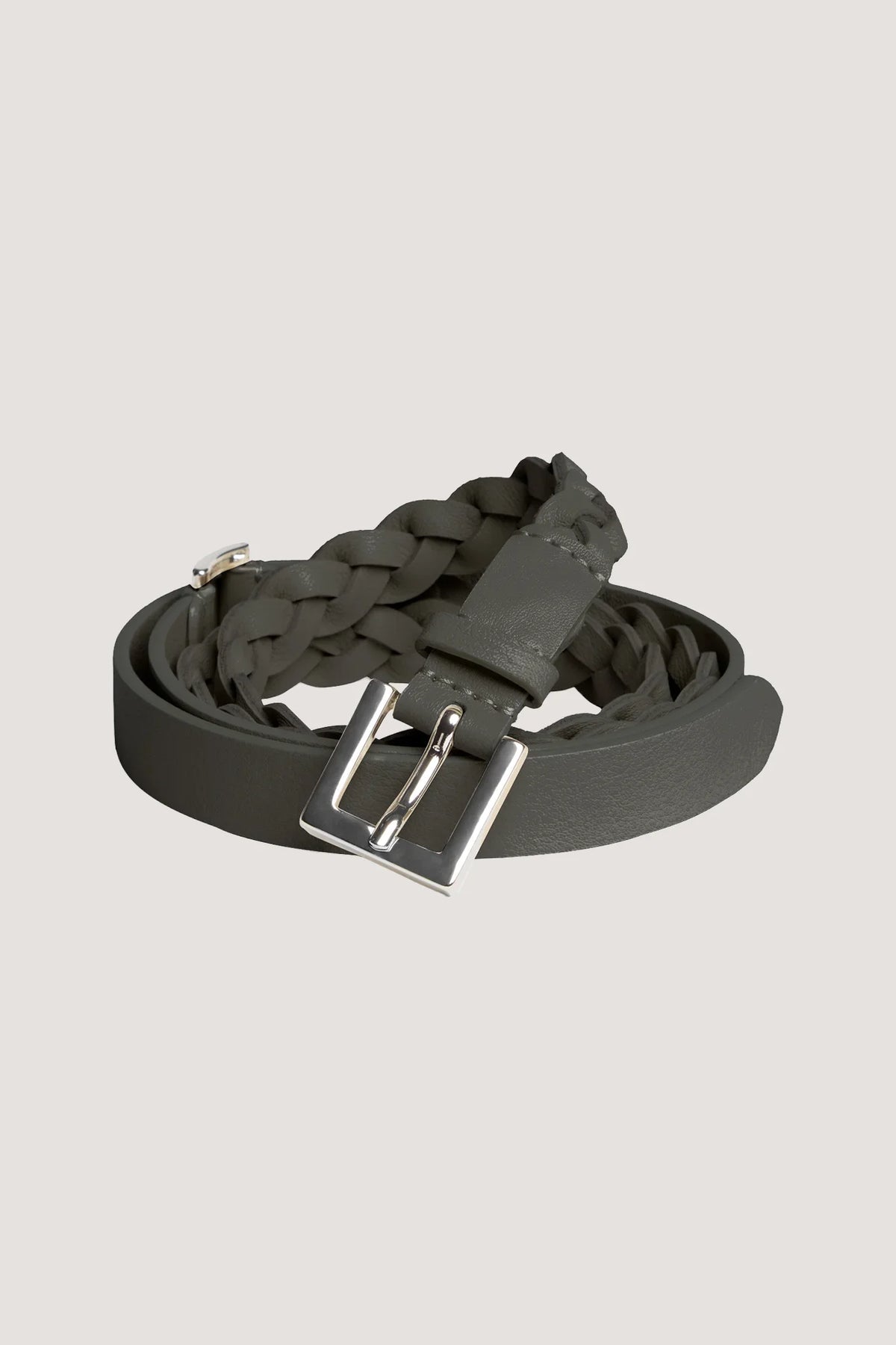 Cintura bassa intrecciata con passante Kaki