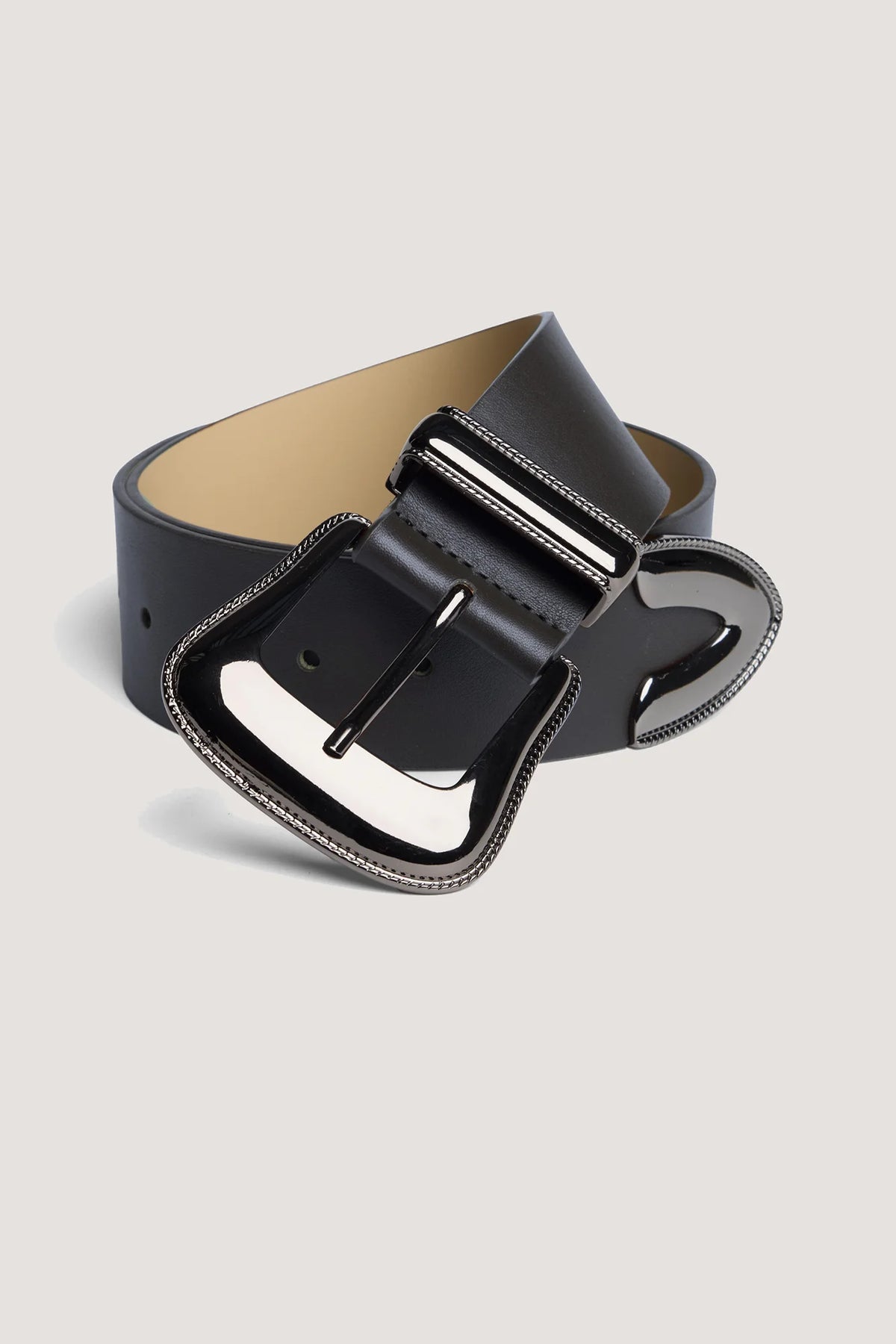 Cintura in suede con puntale e passante Nero